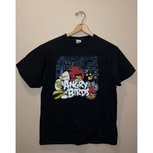 Vintage Fifth Sun Angry Birds Short Sleeve Tee Tshirt Black Men's Large Graphic